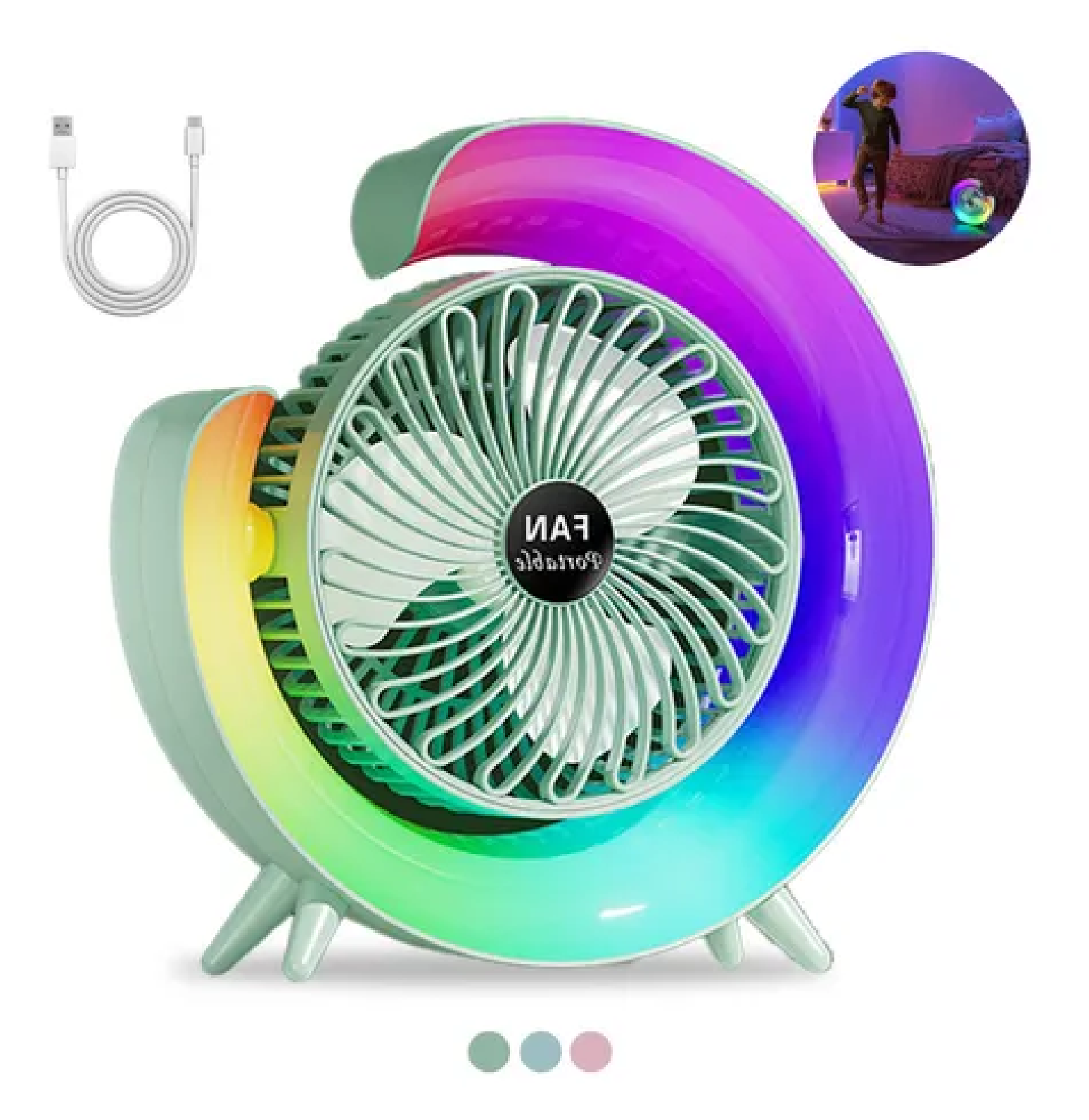 Ventilador portátil tipo G con Lampara